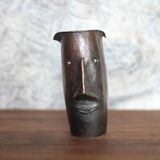 Copper sculpture signed Beaucousin Gérard, face-shaped sculpture, collection.