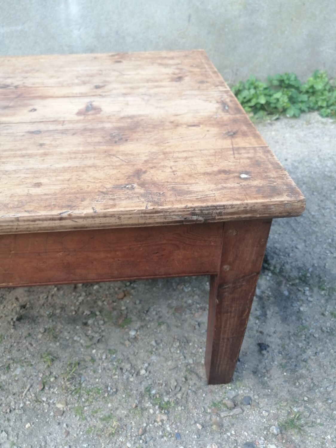 Antique wooden farmhouse table