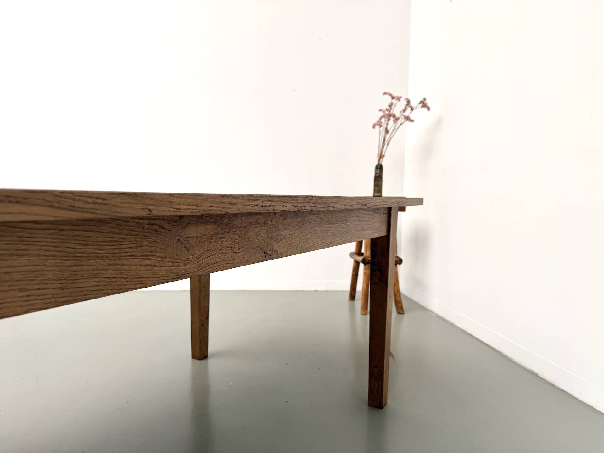 Very large farmhouse table in solid oak, 1950s – L300 cm