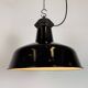 Industrial Black Enamel Factory Lamp with Cast Iron Top, 1950s