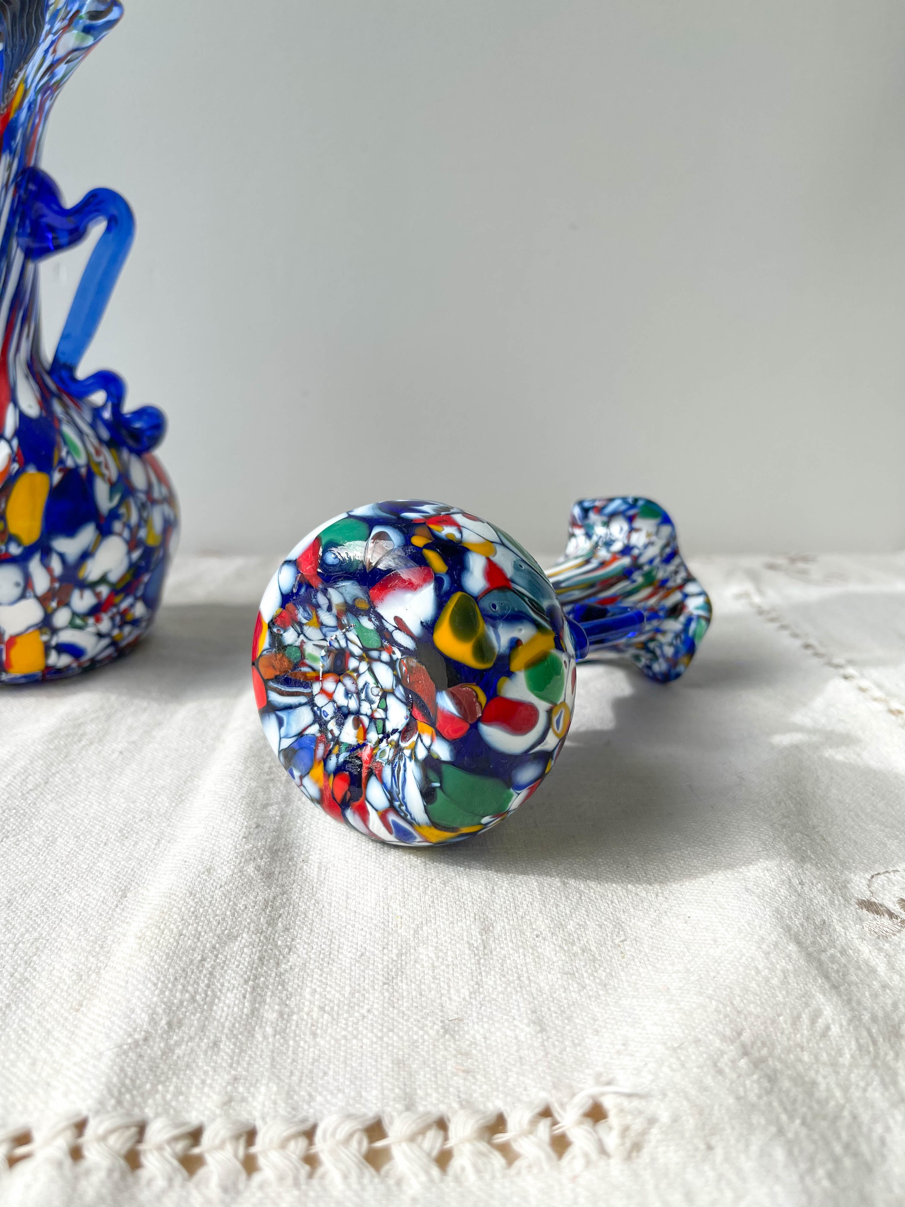 Blue glass vases by Murano Fratelli Toso made in Italy 1920