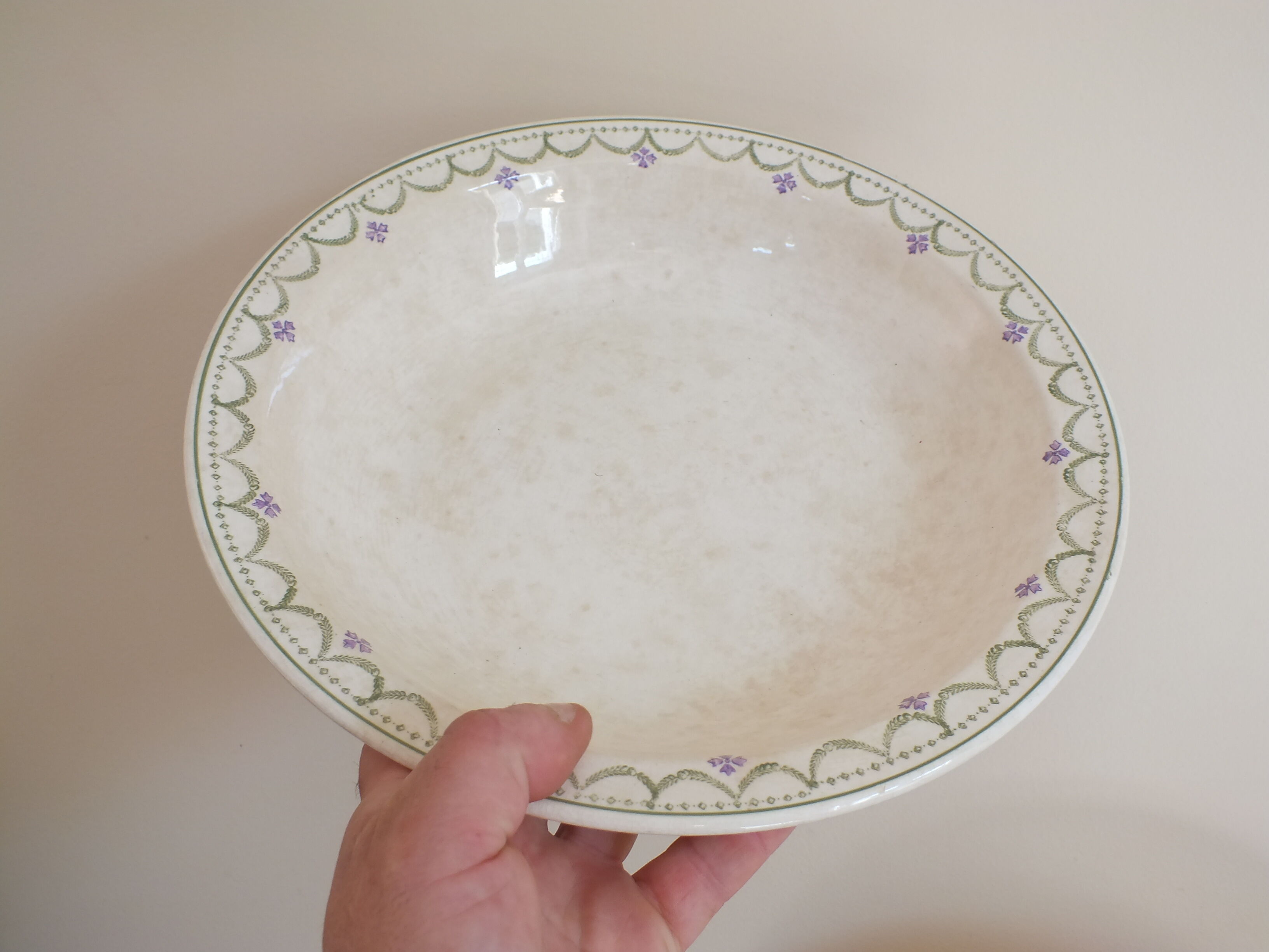 Set of 3 old dishes Longwy Violetta