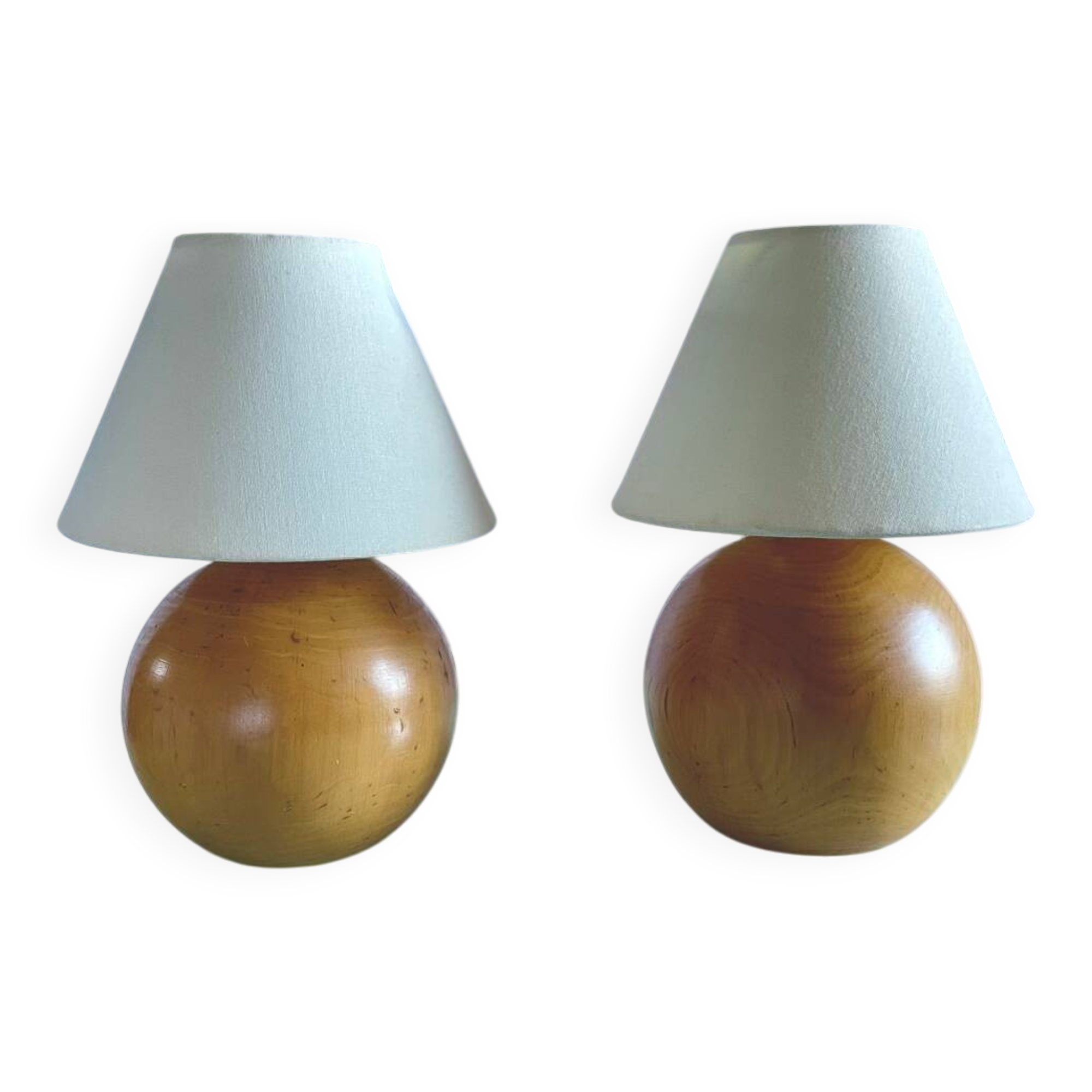 Lampes vintage en bois tourné