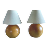 Lampes vintage en bois tourné