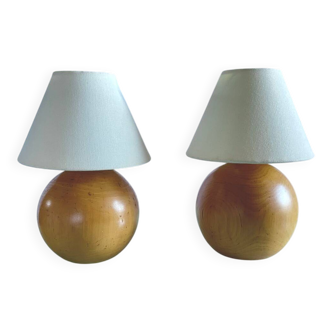Lampes vintage en bois tourné