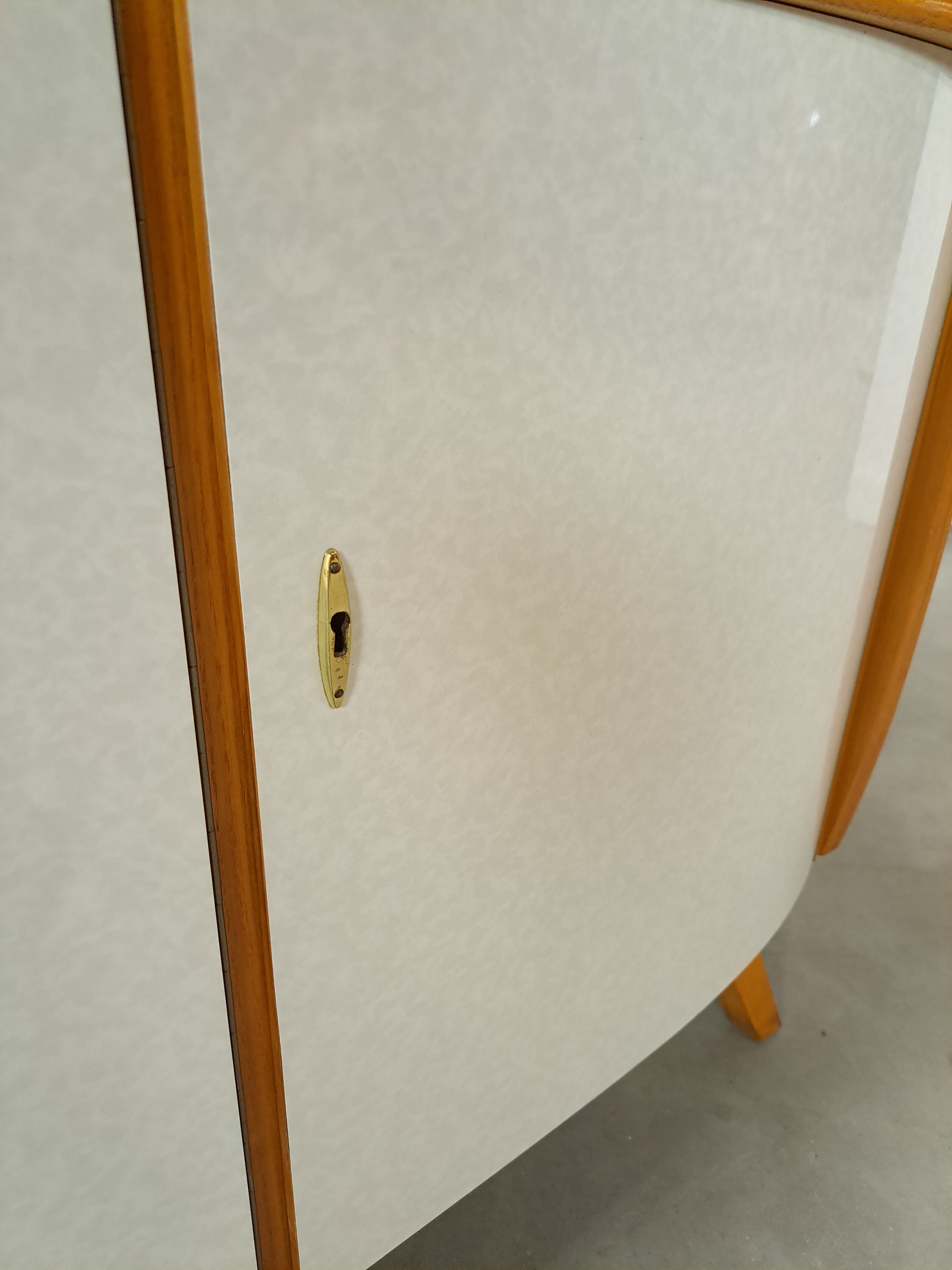 50s vintage kitchen cabinet with brass and formica