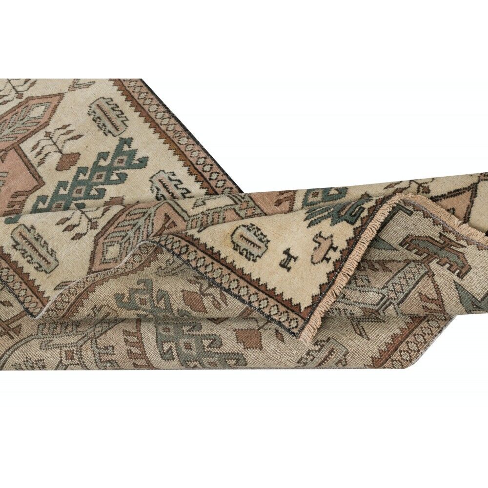 Vintage Handmade Turkish Wool Narrow Runner Rug for Hallway Decor