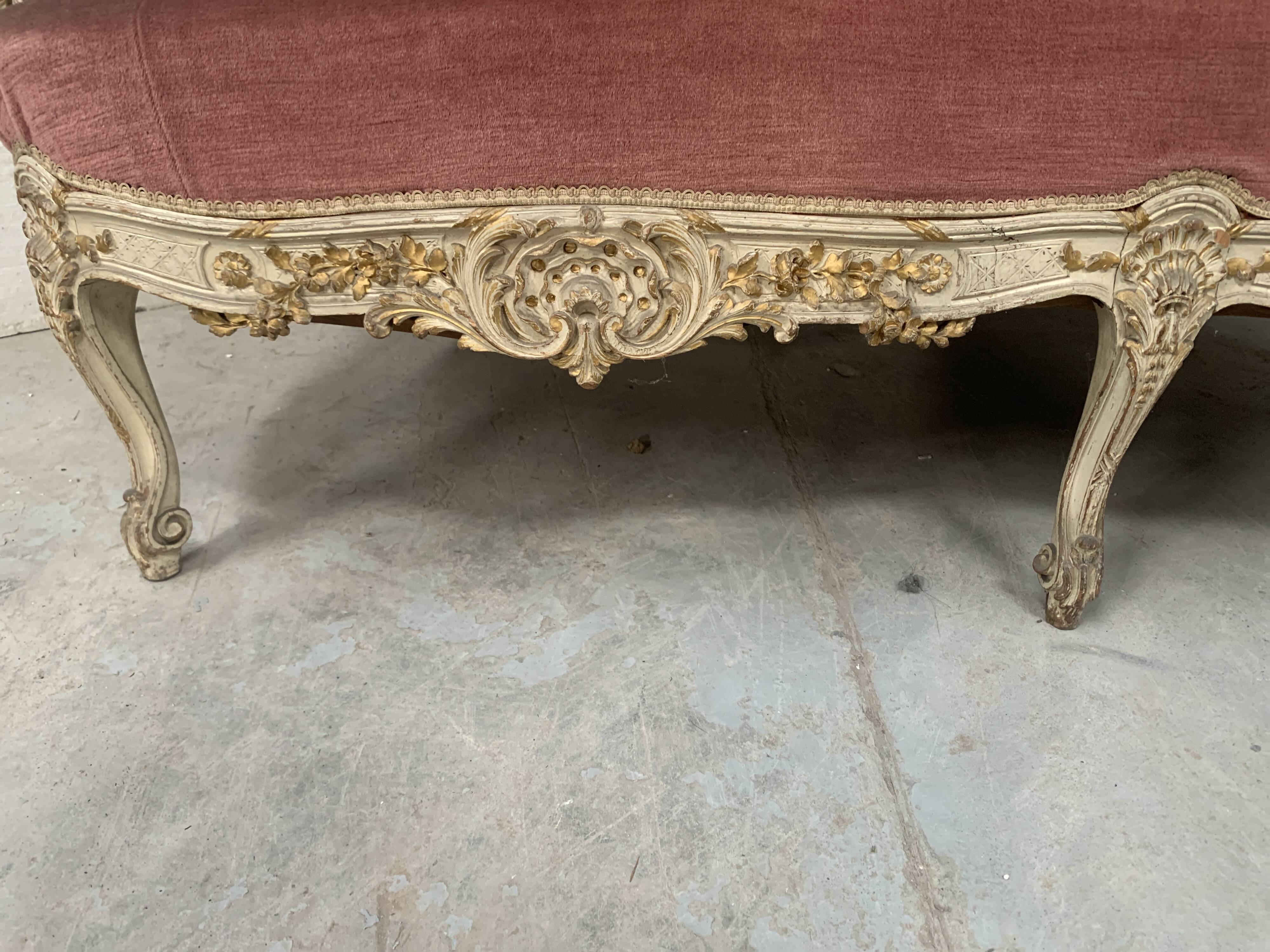 Louis XV style bench in lacquered and gilded beech, 20th century