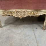 Louis XV style bench in lacquered and gilded beech, 20th century
