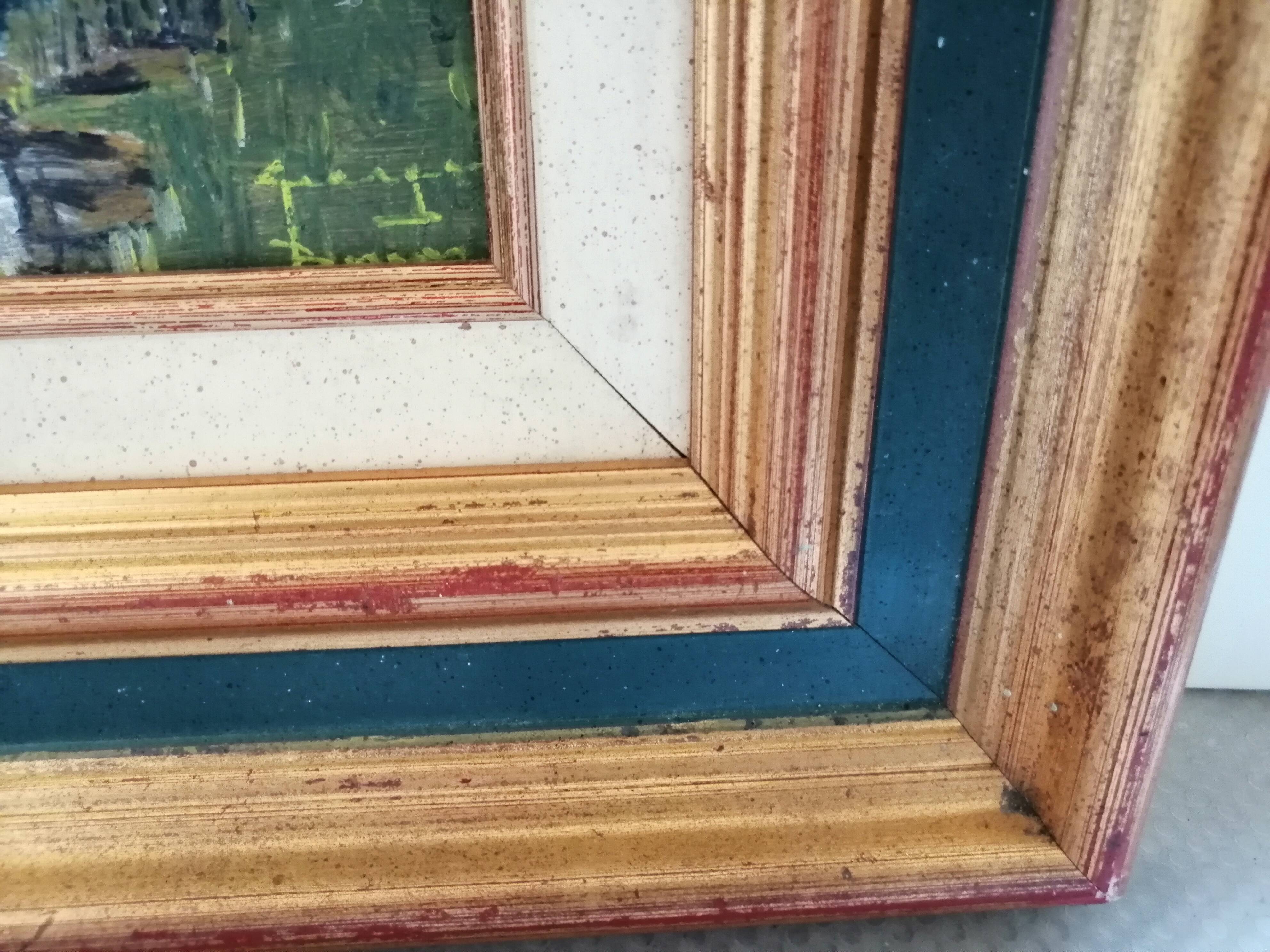 Old oil framed on panel