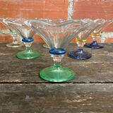 Set of 6 Ice Cream Bowls Design LA ROCHERE Coloured Glass France #D848