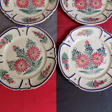 4 flat plates Henriot Quimper earthenware numbered