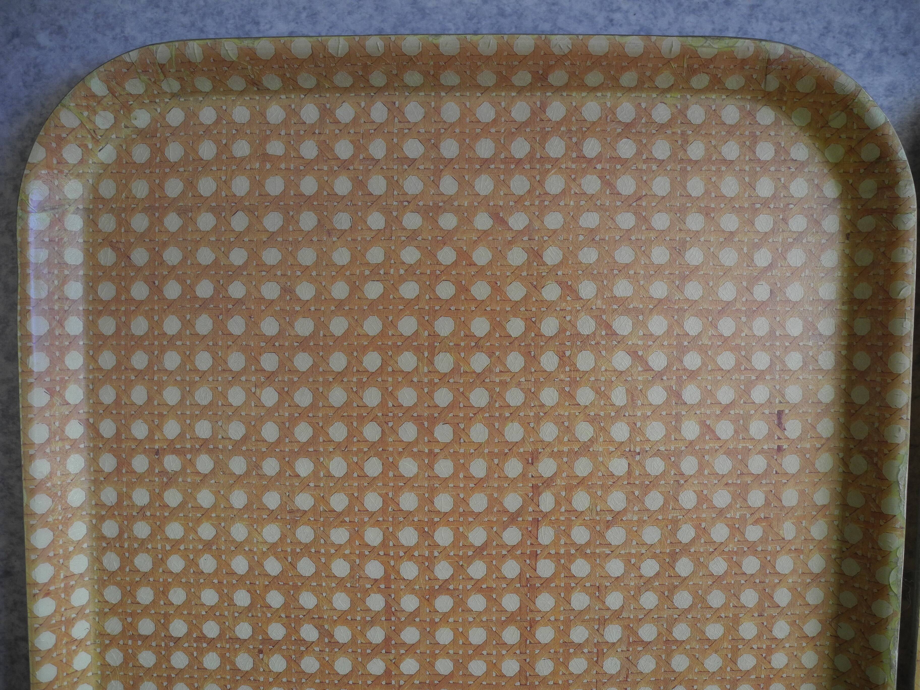 Mullerhof fiber cane trays vintage decor french fiberglass trays