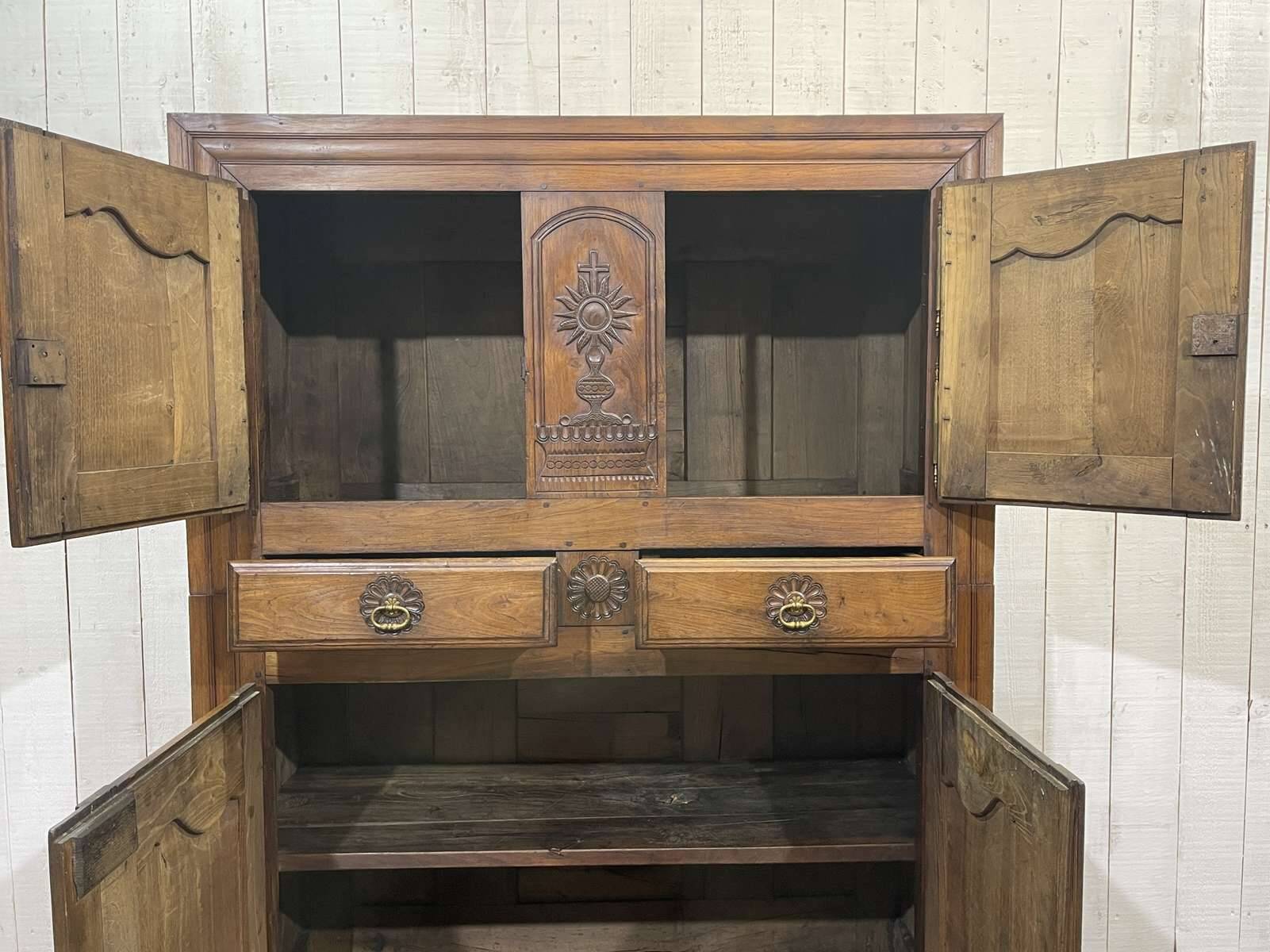 19th century Breton 4-door chestnut sideboard