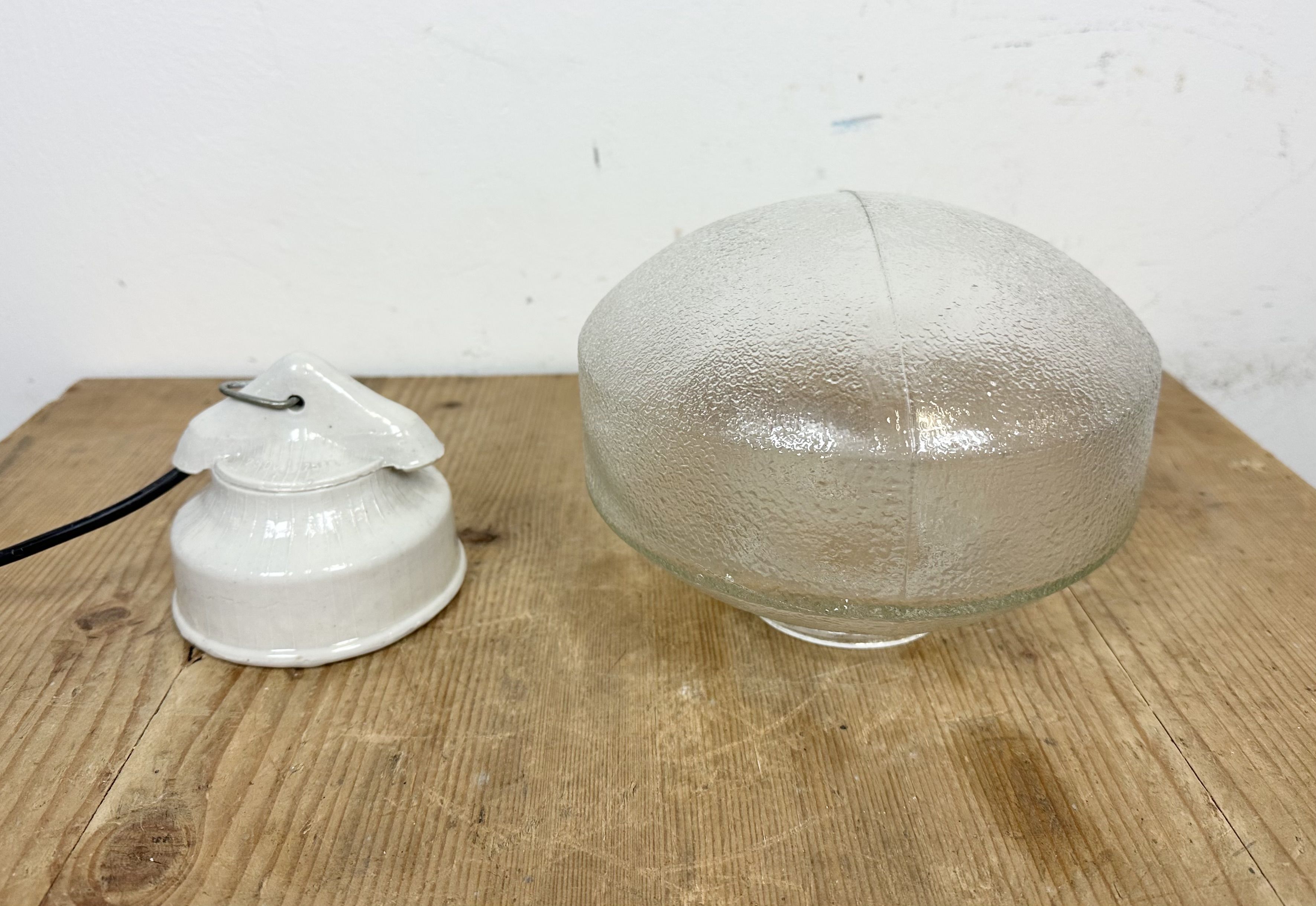Vintage white porcelain pendant light, 1970s