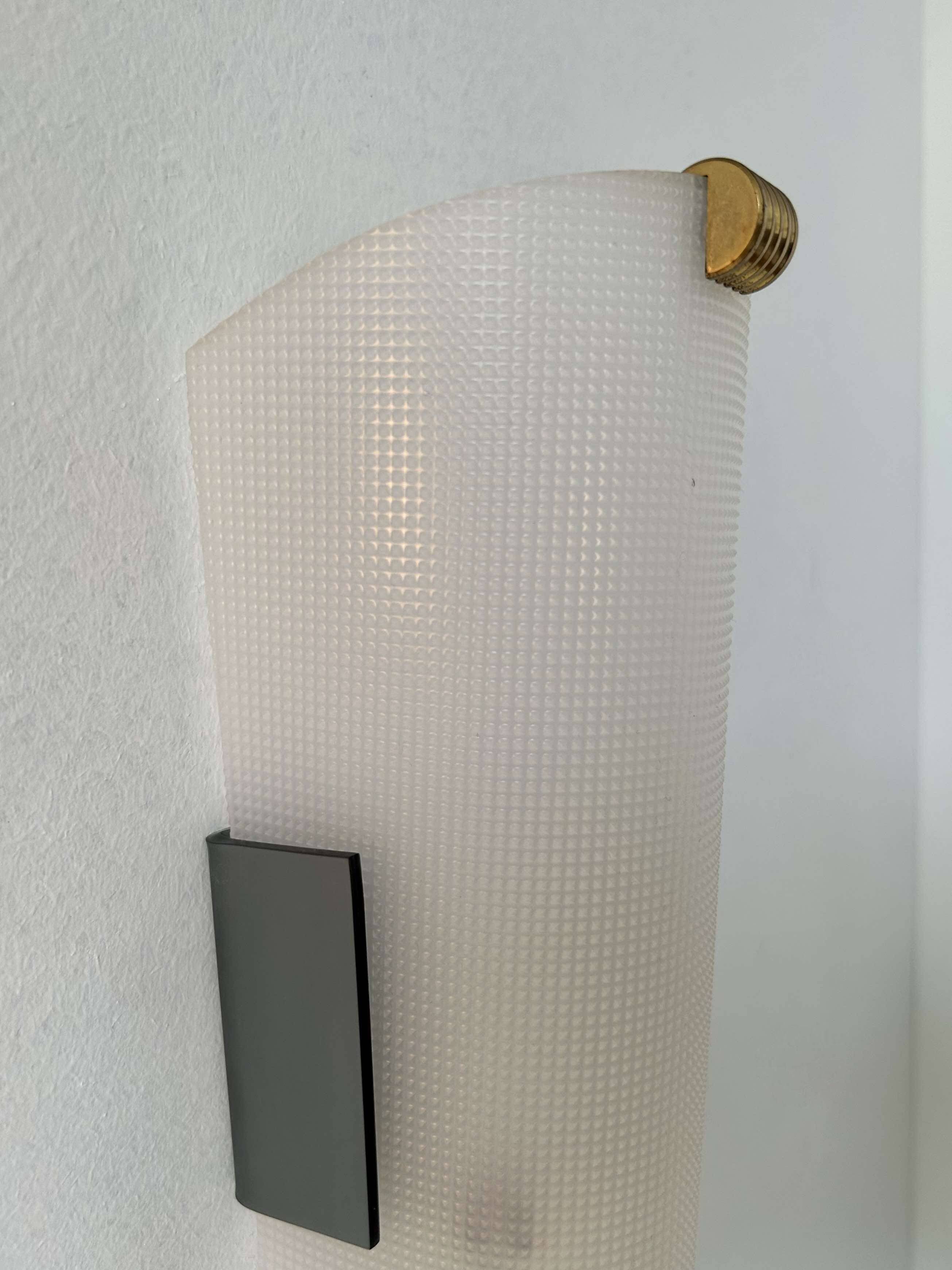 Pair of vintage brass and perspex wall lights, France 1960