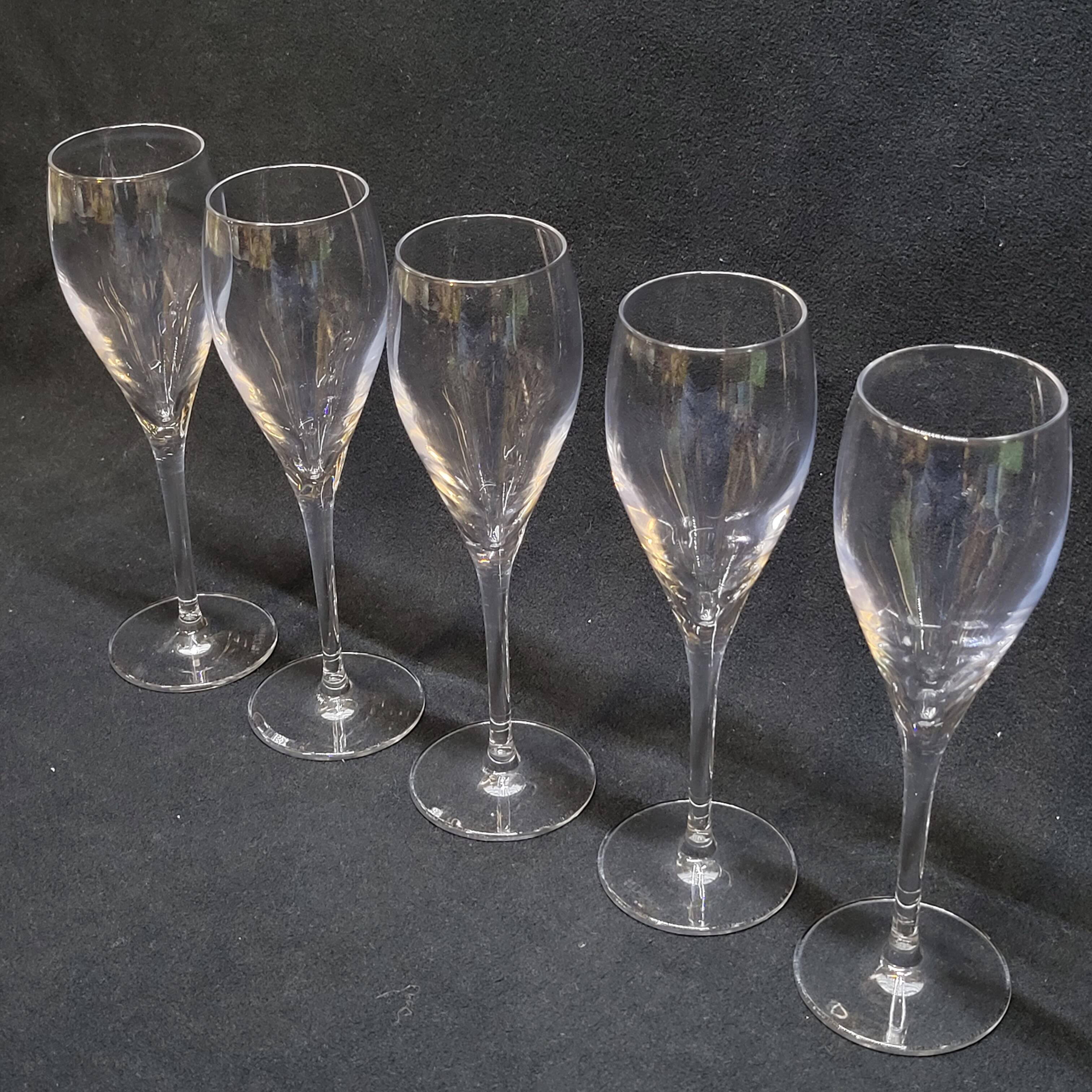 5 Guy Degrenne Crystal Champagne Flutes