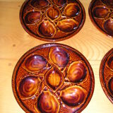 Set of 6 St Clément earthenware oyster plates