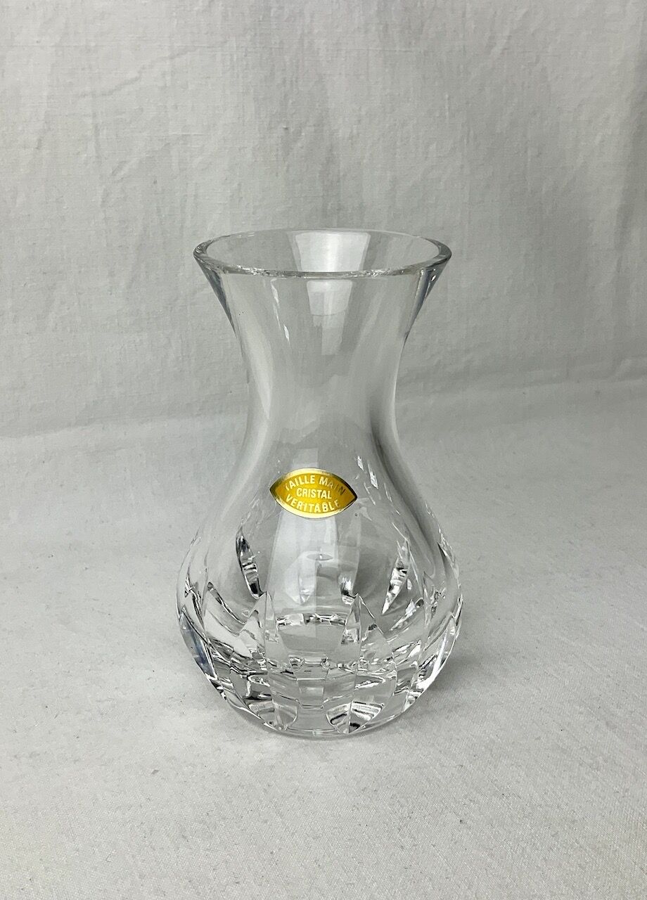 Hand-cut vintage crystal vase