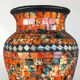 Orange mosaic vase and vintage bohemian chic glass - Mosaic pot