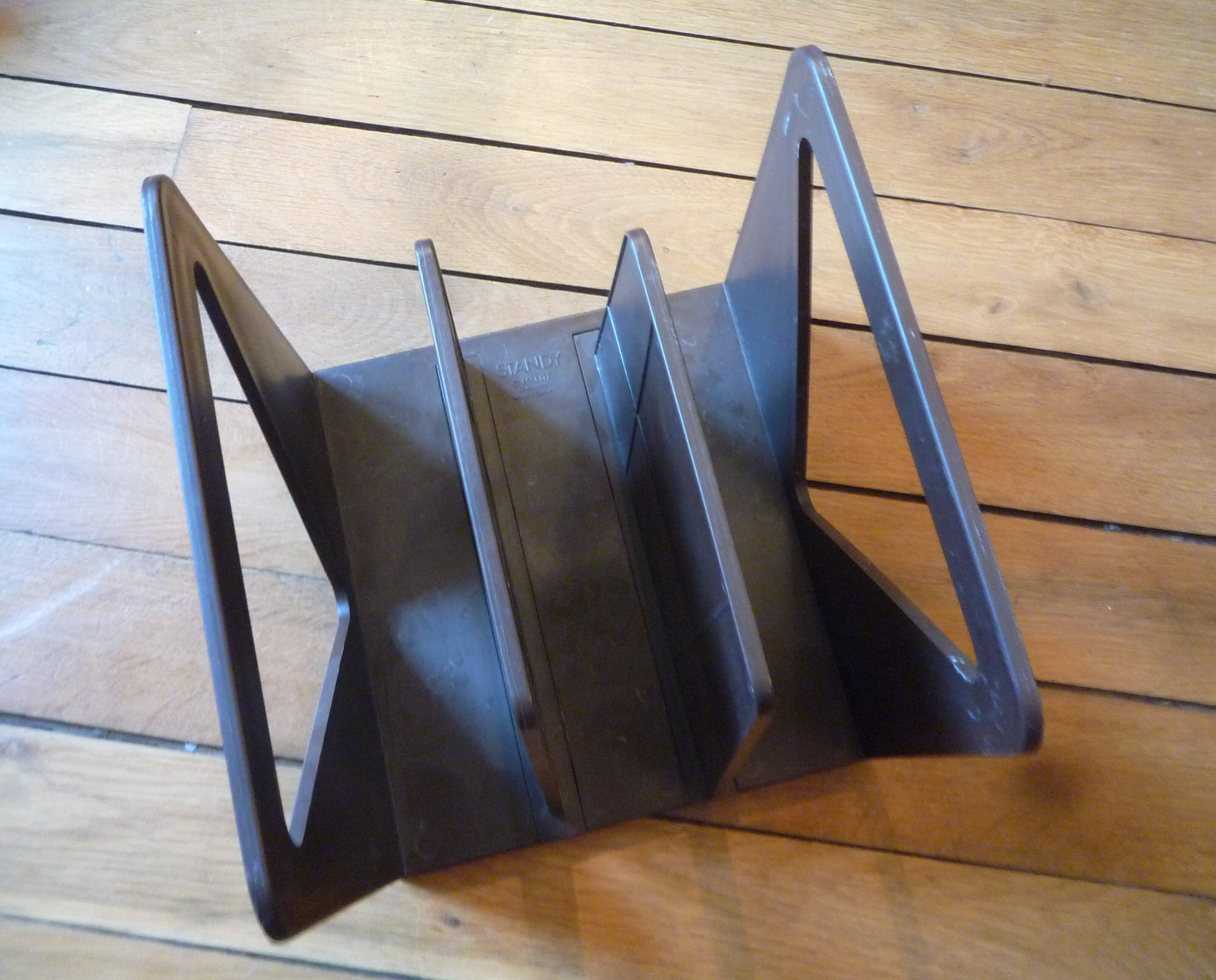 Plastic vinyl record holder, Standy Esselte, vintage 1980s
