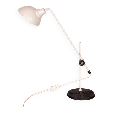 Tilting desk lamp in white metal 1960.