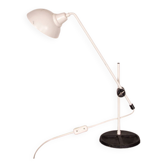 Lampe de bureau inclinable en métal blanc 1960.