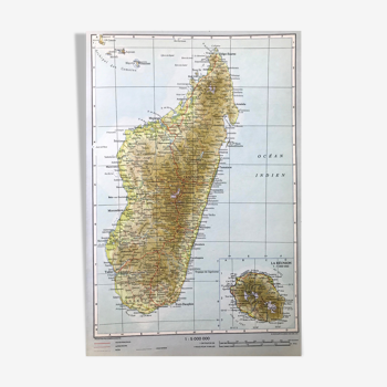 Ancient map of Madagascar 1962