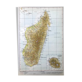Ancient map of Madagascar 1962