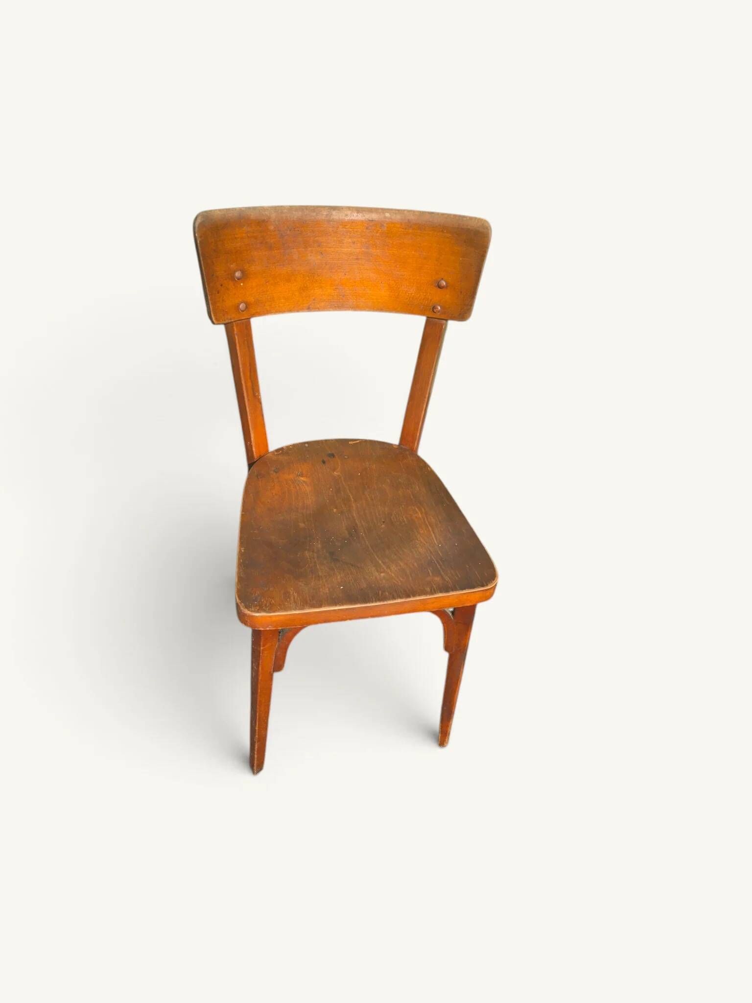 Chaise de billard ancienne Chevillotte en bois courbé