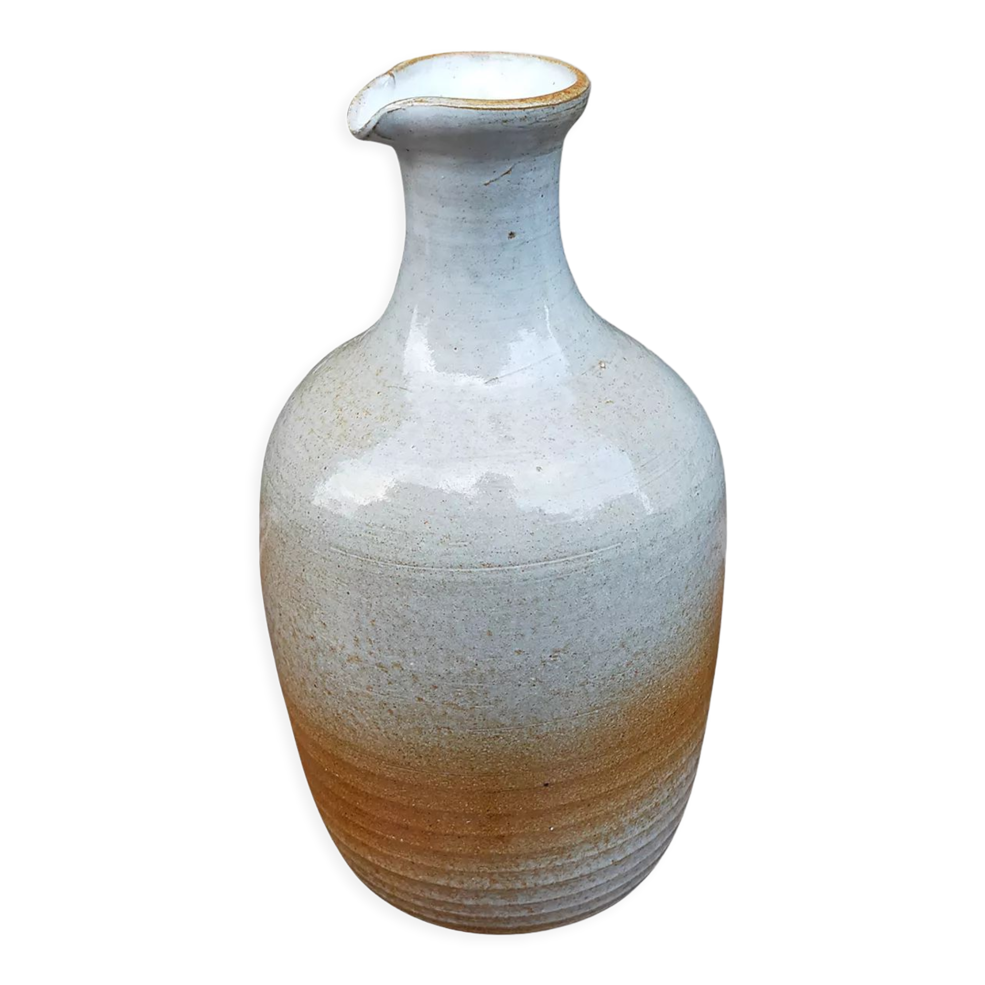 Light stoneware potter's bottle with vintage spout