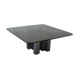 Table basse en verre fumé et chrome 1970