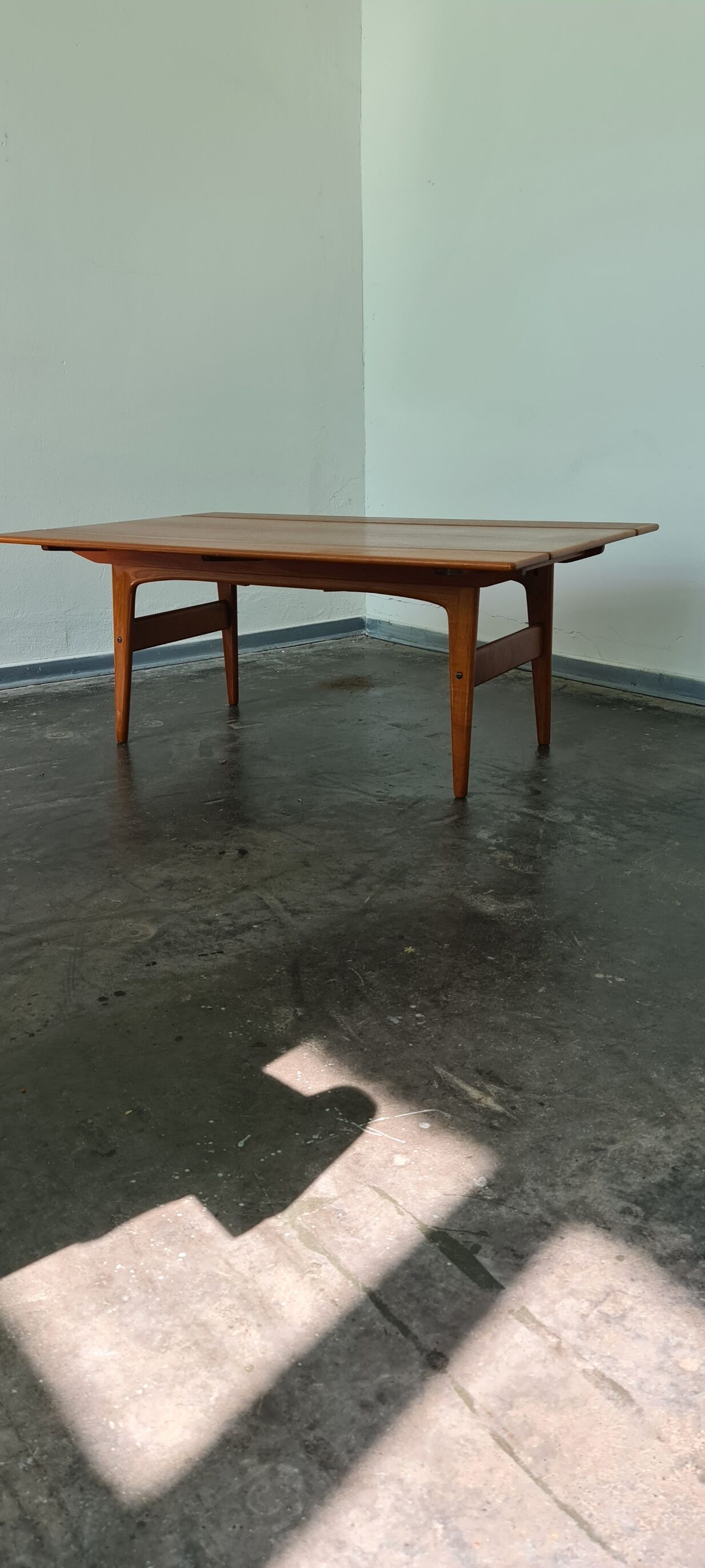Vintage teak Danish Design adjustable table by Trioh Denmark .