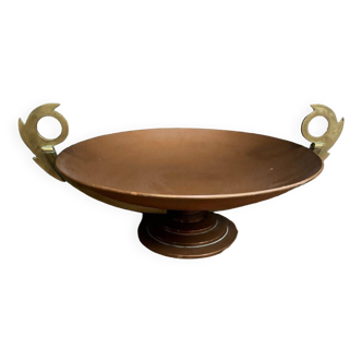 1930 copper bowl with Art Deco bronze handles