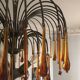 Vintage 1970s brass and Murano glass chandelier