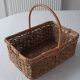 Old rectangular basket in wicker, rattan and woven straw