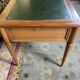 Louis XVI style flat desk in mahogany and green leather