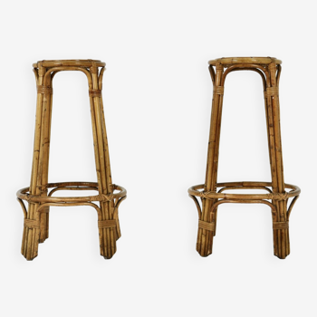 Rattan stools 1960s, set of 2