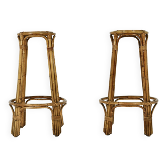 Rattan stools 1960s, set of 2