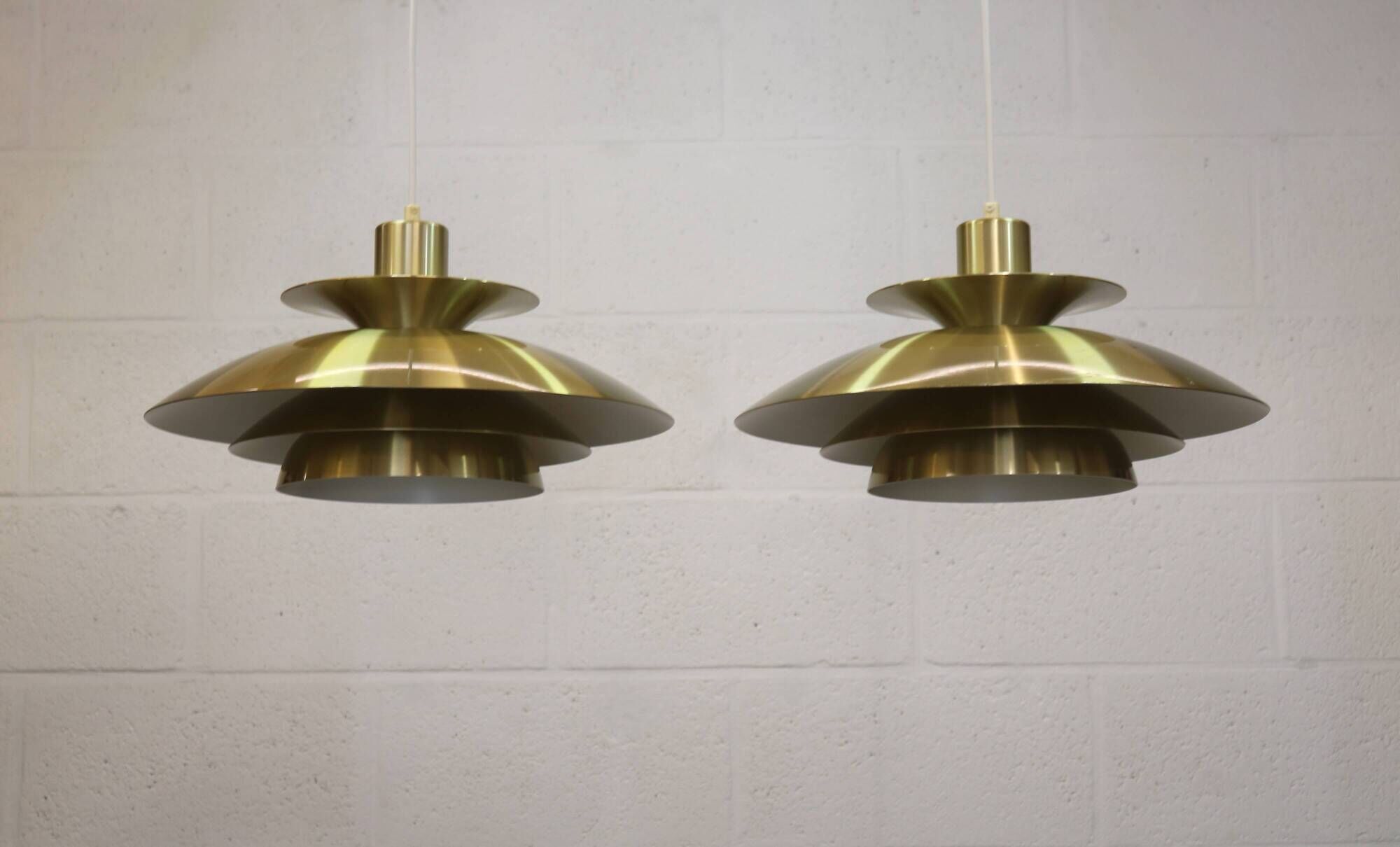 Rare golden pair of Danish design lamps  - great condition.