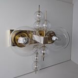 Applique murale tchèque en laiton et verre du milieu du siècle, par Kamenický Šenov, années 1970