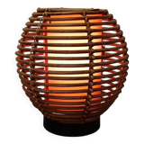 Rattan ball lamp with orange interior lampshade