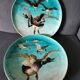 Pair of plates Auguste Lamère flying duck workshop Théodore Deck