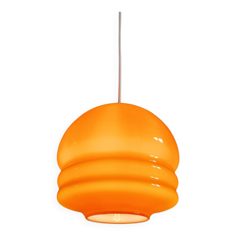 Suspension vintage en opaline orange, années 1960-70