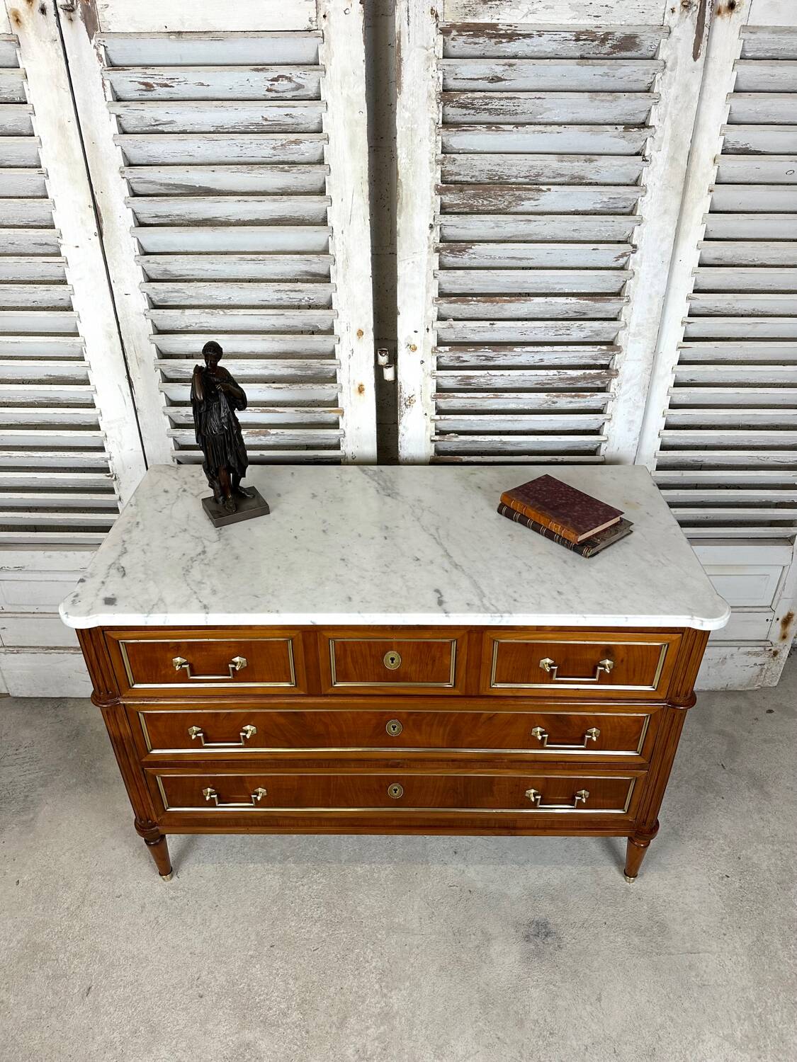 Louis XVI style chest of drawers in cherry wood, 20th century period