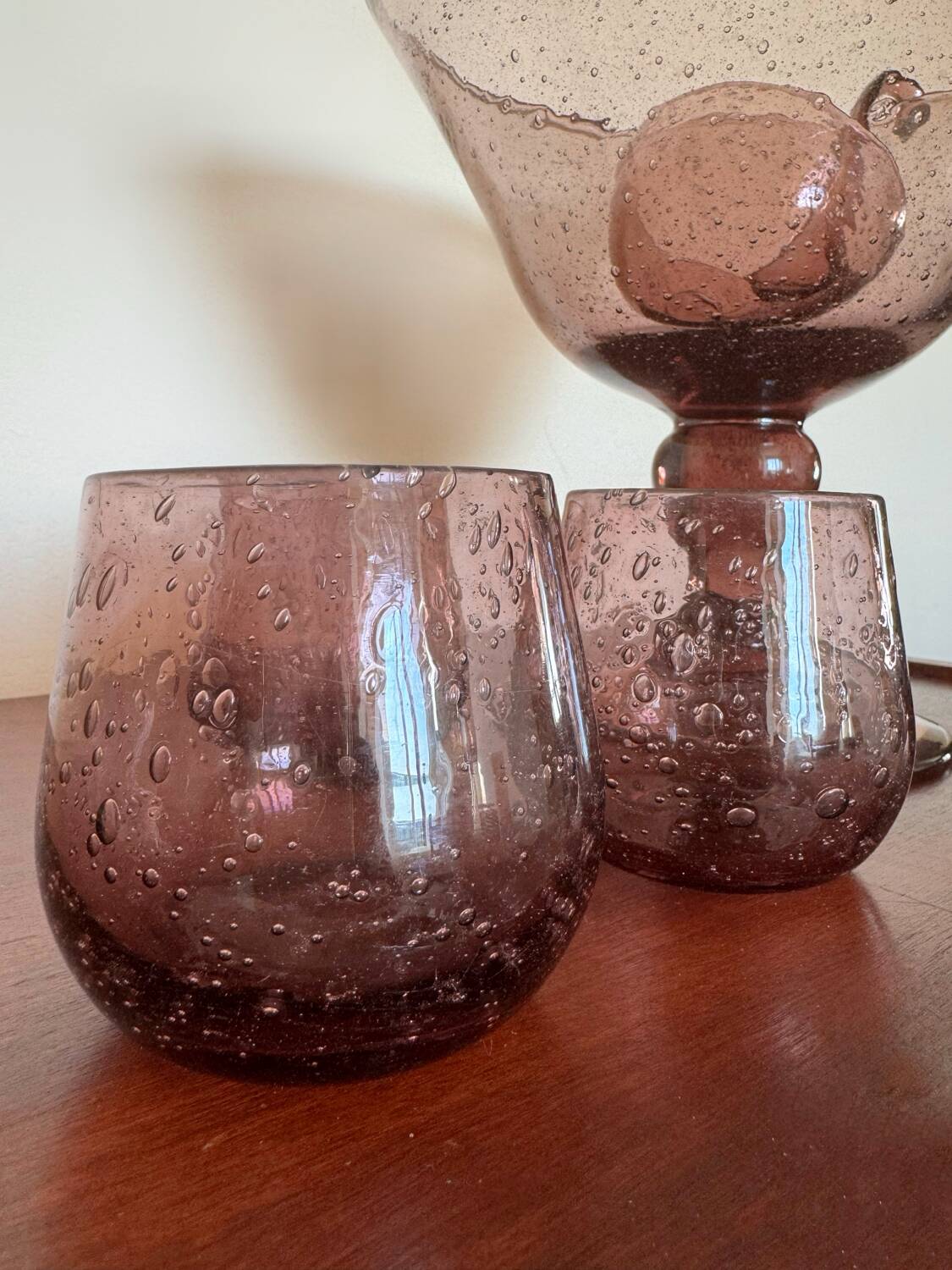 Old Biot blown glass punch set