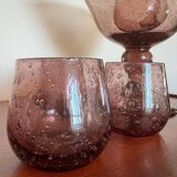 Service à punch verre soufflé Biot ancien