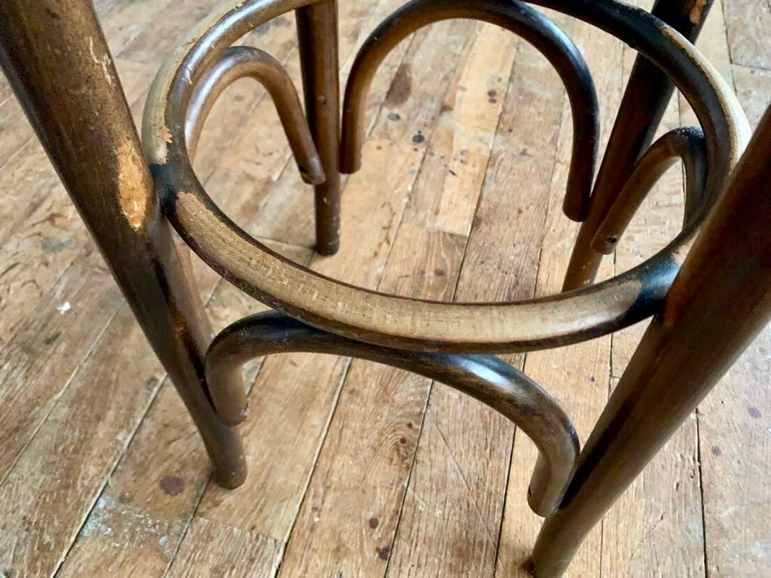 Series of 6 bar stools in curved wood