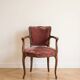 Louis XV style cabriolet armchair in wood and burgundy fabric