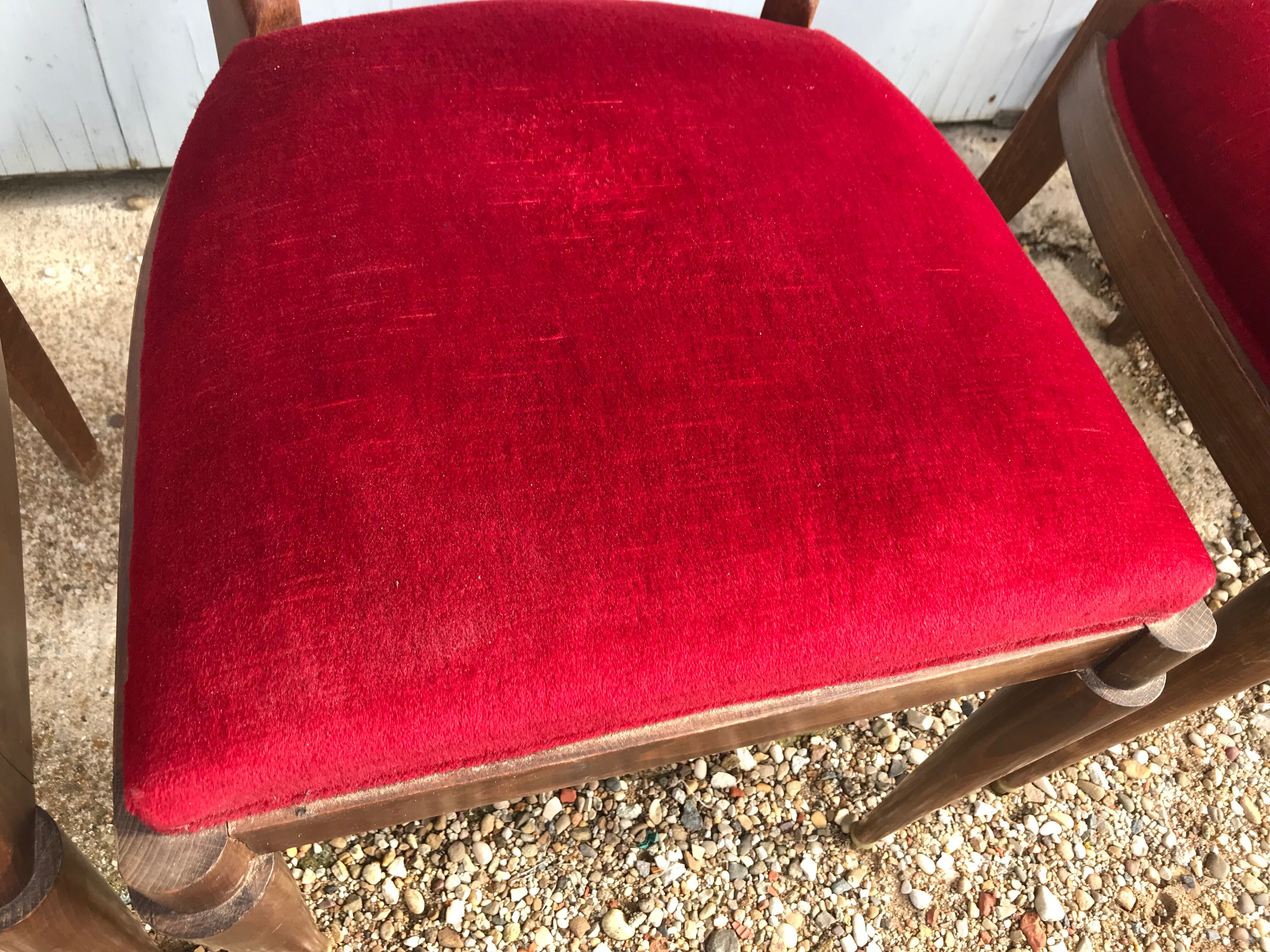 6 chairs art deco red velvet